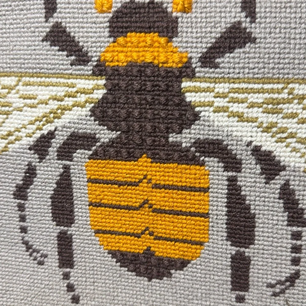 Vintage Bee Embroidered Needle point briefcase Bag